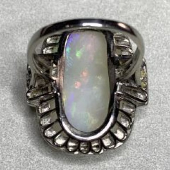 Circa 1920's Solid Australian Opal Ring 10.13 Carats (GIA APPRAISAL INCLUDED) - Picture 3 of 3